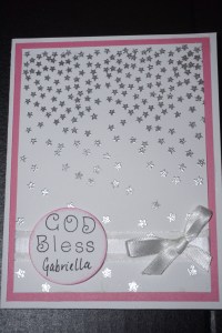 Heat embossed Christening card.
