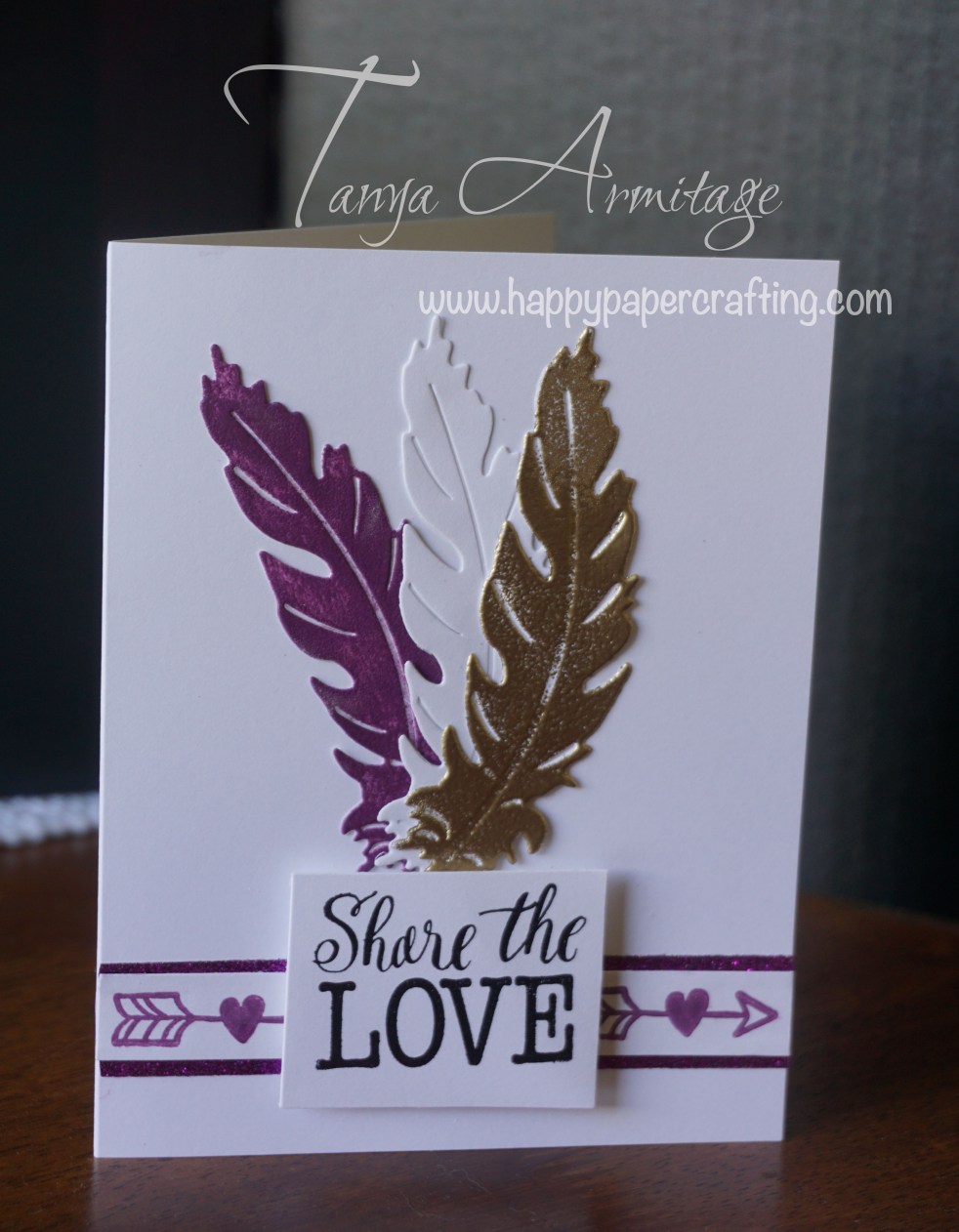 Gypsy card with heat embossed feathers