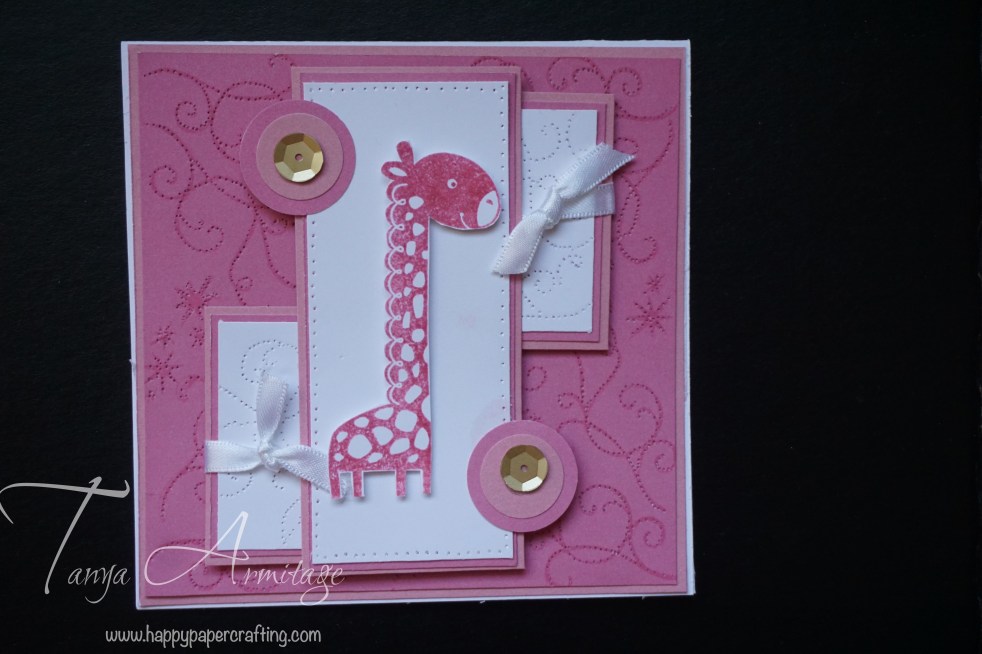 CTMH baby girl card with paper pierced background